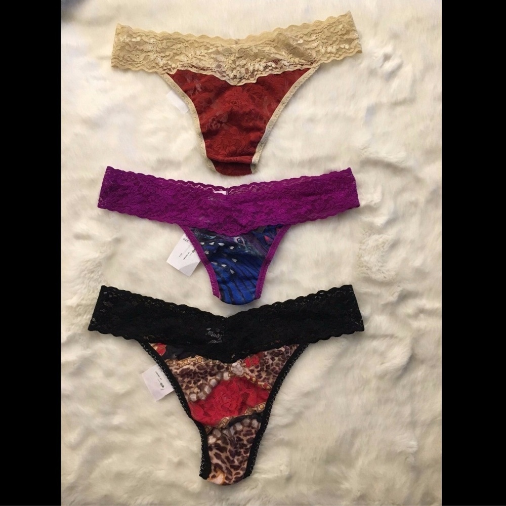 NWT 3PC Hanky Panky [ OS ] (2) Regular Rise‎ Thongs & (1) Low Rise Thong